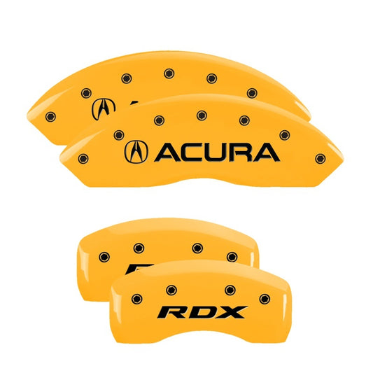 MGP 4 Caliper Covers Engraved Front Acura Rear RDX Yellow Finish Black Char 2016 Acura RDX MGP