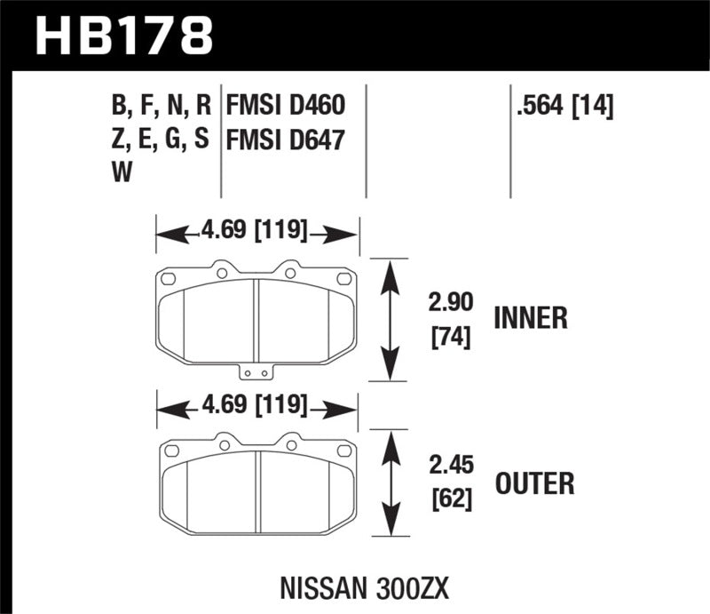 Hawk Performance ER-1 Front Brake Pads - HB178D.564