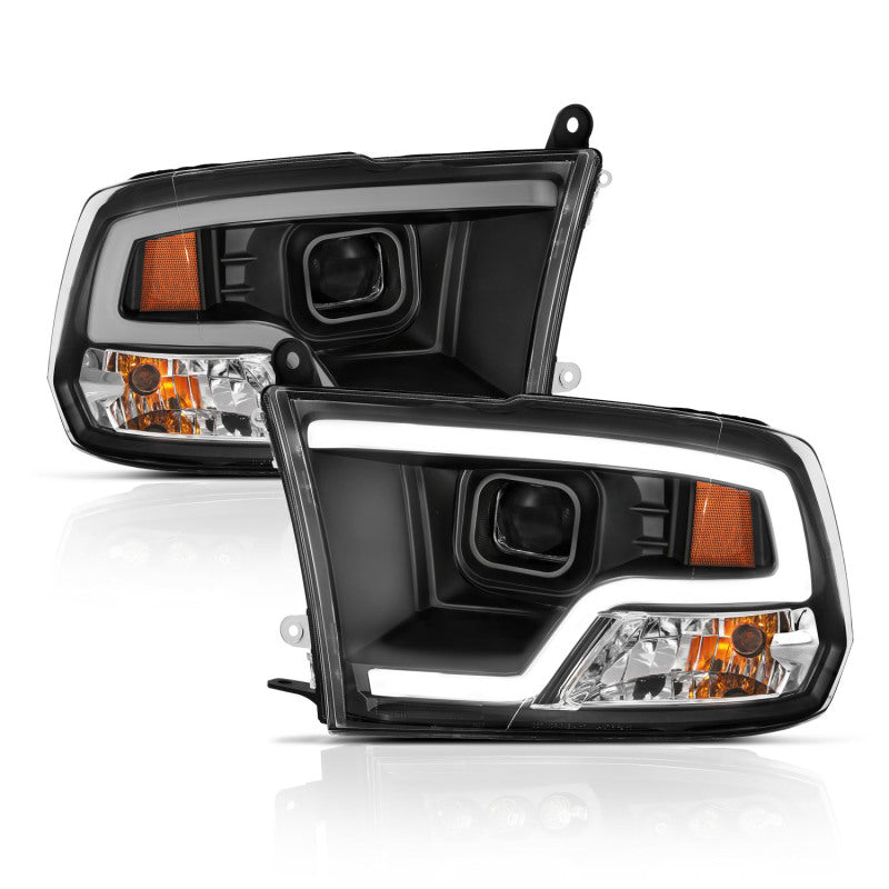 ANZO 09-18 Dodge Ram 1500 Plank Style Projector Headlights Black w/ Halo - eliteracefab.com