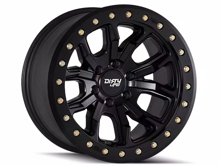 Dirty Life 9303 DT-1 17x9 / 5x127 BP / -12mm Offset / 78.1mm Hub Matte Black Wheel - Beadlock - eliteracefab.com