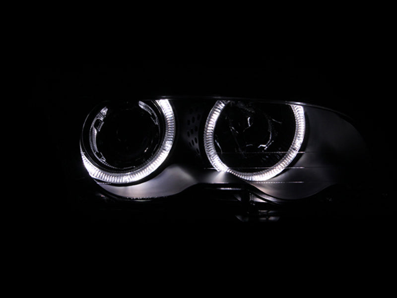 ANZO USA Bmw 3 Series E46 4dr Projector Headlights W/ Halo Black; 1999-2001 - eliteracefab.com