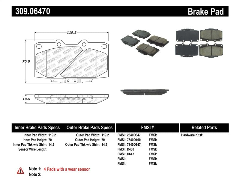 STOPTECH 89-96 NISSAN 300ZX SPORT PERFORMANCE FRONT BRAKE PADS, 309.06470 - eliteracefab.com