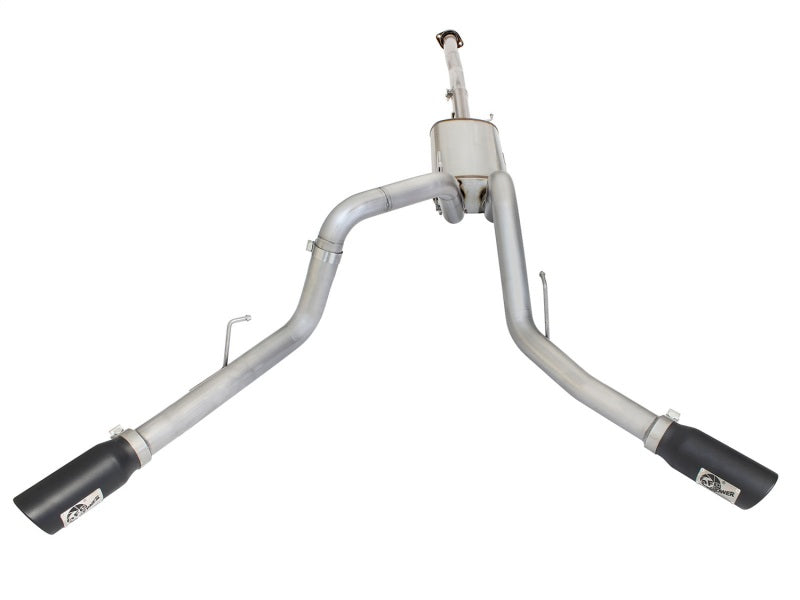 aFe MACHForce XP Exhaust 3in SS Dual Side Exit CB w/ Black Tips 2015 Ford F150 5.0L V8 CC/SB EC/LB aFe