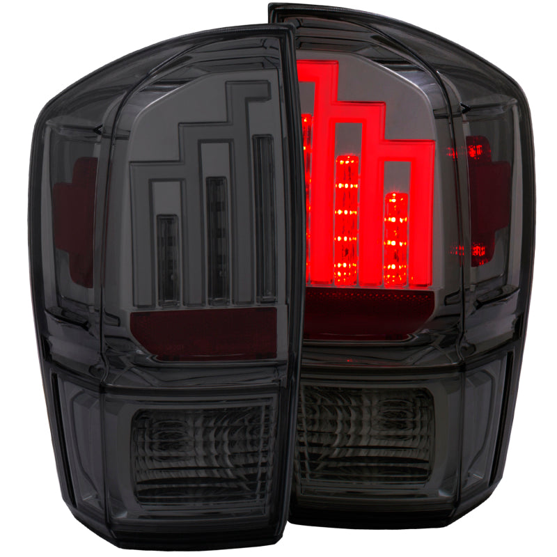 ANZO USA Toyota Tacoma Led Taillights Smoke; 2016-2018 - eliteracefab.com