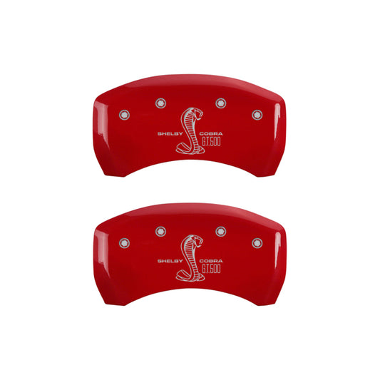 MGP Rear set 2 Caliper Covers Engraved Rear GT500 Shelby & Cobra Red finish silver ch MGP