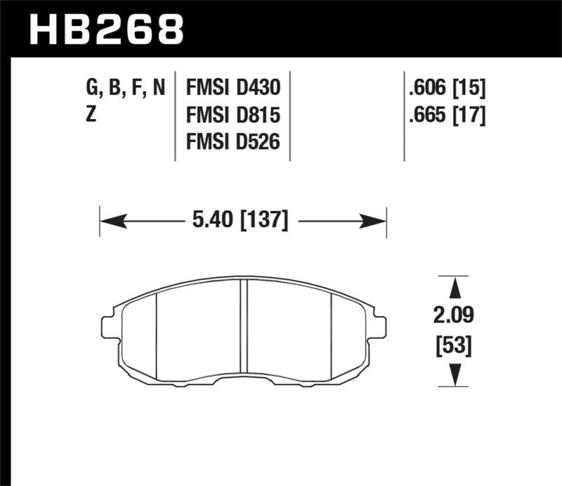 Hawk 03-04 G35/03-05 G35X/ 02-05 350z w/o Brembo Performance Ceramic Street Front Brake Pads - eliteracefab.com