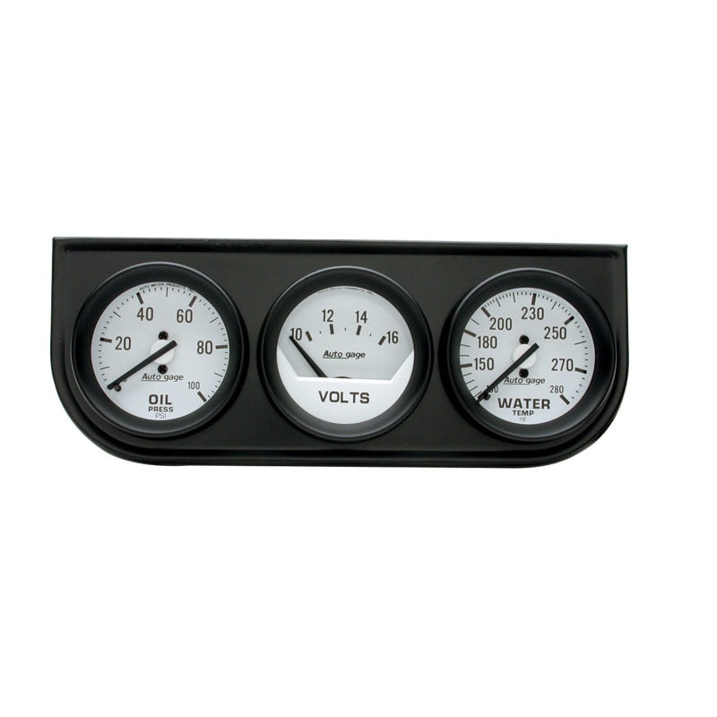 Autometer AutoGage 3-Gauge Console 52.4mm Mech 0-100 PSI Oil Press/ 10-16 V / 100-280 Deg Water Temp 2327
