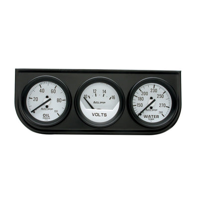 Autometer AutoGage 3-Gauge Console 52.4mm Mech 0-100 PSI Oil Press/ 10-16 V / 100-280 Deg Water Temp 2327