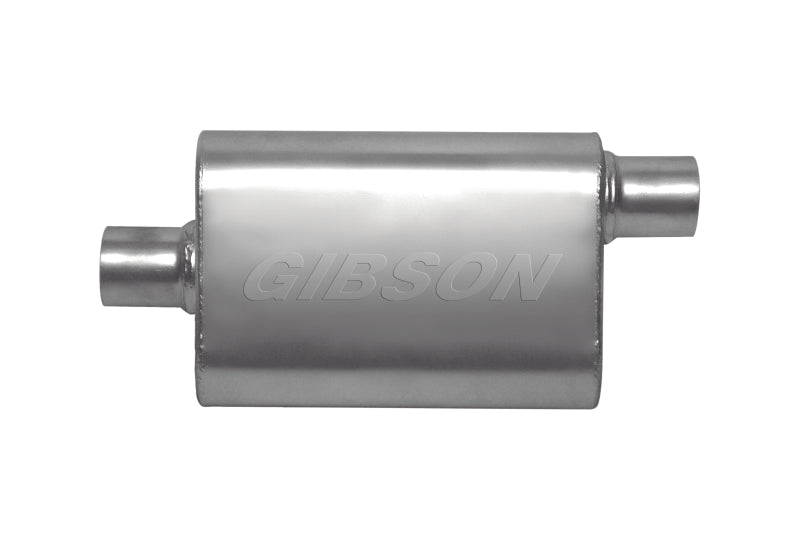 Gibson CFT Superflow Center/Offset Oval Muffler - 4x9x13in/2.25in Inlet/2.25in Outlet - Stainless Gibson