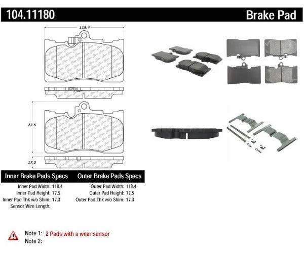 POSIQUIET 08 LEXUS GS350 DELUXE PLUS FRONT BRAKE BRAKE PADS, 104.11180 - eliteracefab.com