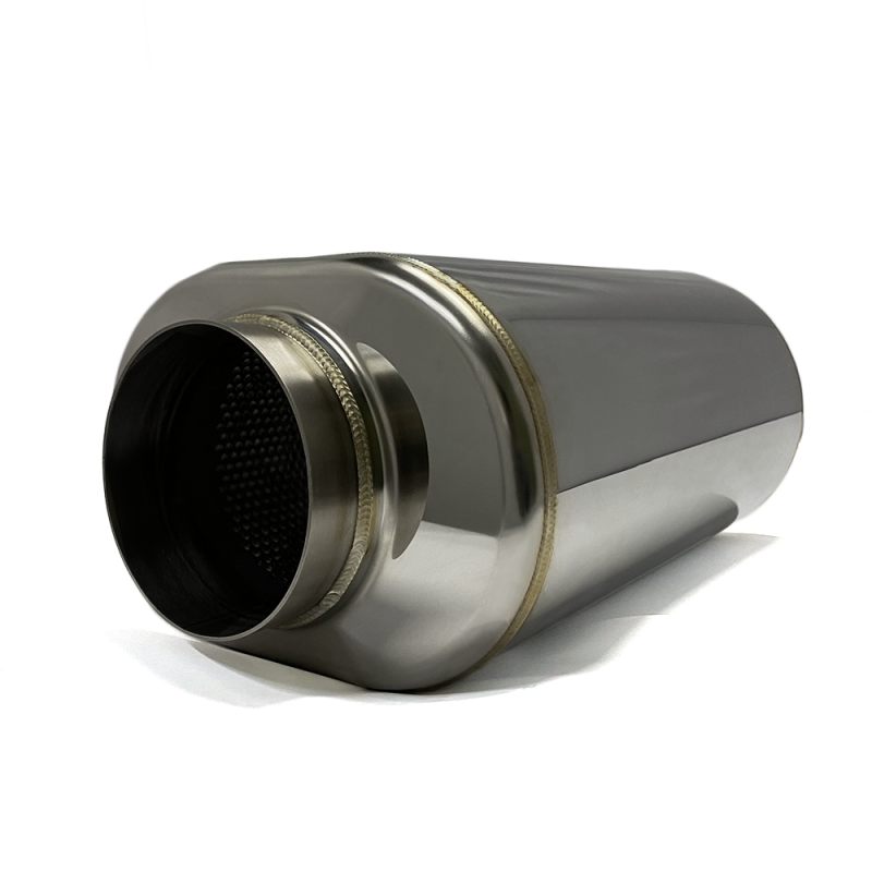 Stainless Bros 304 SS 4in x 17.0in OAL Oval Muffler - Polished Finish - eliteracefab.com