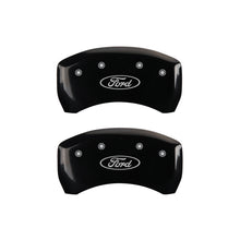 Load image into Gallery viewer, MGP 4 Caliper Covers Engraved Front &amp; Rear Oval logo/Ford Black finish silver ch MGP