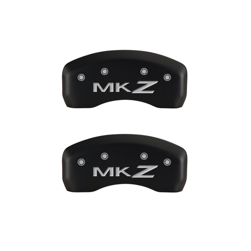 MGP 4 Caliper Covers Engraved Front Lincoln Engraved Rear MKZ Red finish silver ch MGP
