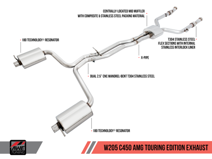 AWE Tuning Mercedes-Benz W205 C450 AMG / C400 Touring Edition Exhaust - eliteracefab.com