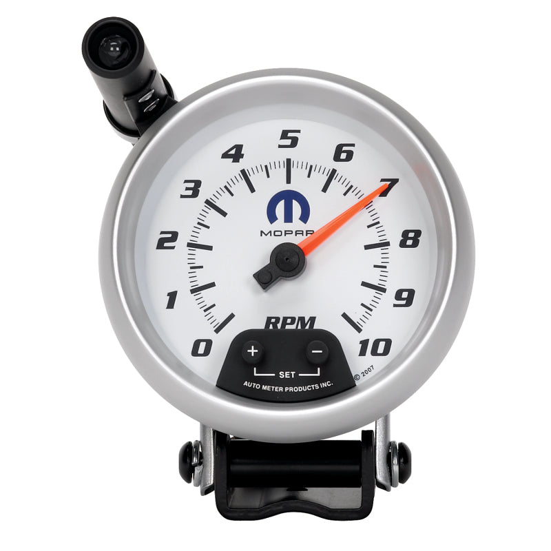AutoMeter Gauge Tachometer 3-3/4in. 10K RPM Pedestal W/ Ext. Quick-Lite White Mopar 880037