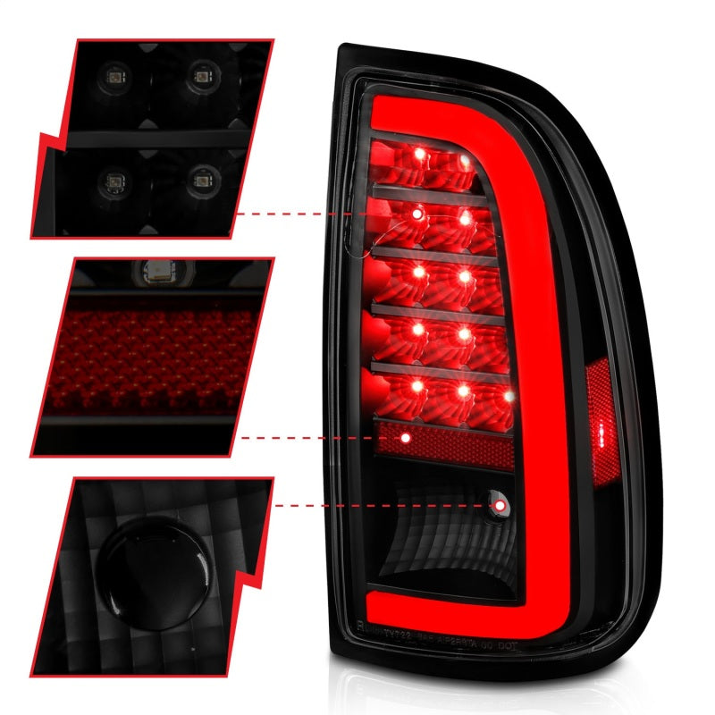 ANZO 00-06 Toyota Tundra (Std. Bed/Reg Cab) LED Taillights w/Light Bar Black Housing Smoke Lens - eliteracefab.com