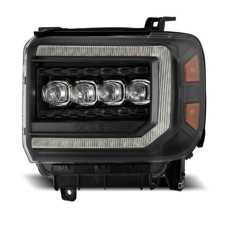 AlphaRex 14-18 GMC Sierra NOVA LED Proj Headlights Plank Style Black w/Activ Light/Seq Signal/DRL - eliteracefab.com