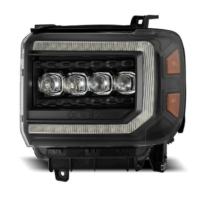 AlphaRex 14-18 GMC Sierra NOVA LED Proj Headlights Plank Style Black w/Activ Light/Seq Signal/DRL - eliteracefab.com