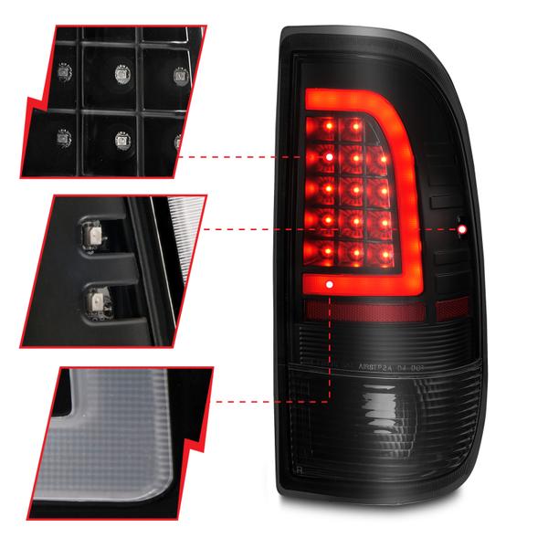 ANZO 2014-2018 GMC Sierra LED Tail Lights Black Housing Clear Lens - eliteracefab.com