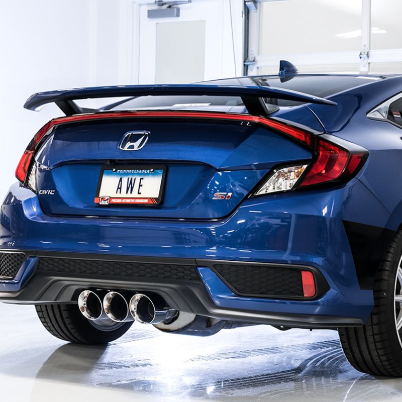 AWE Tuning 2016+ Honda Civic Si Touring Edition Exhaust w/Front Pipe & Dual Chrome Silver Tips - eliteracefab.com