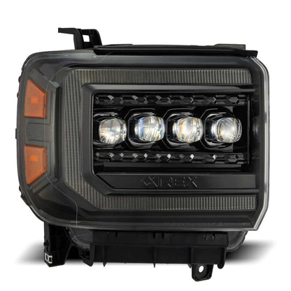 AlphaRex 14-18 GMC Sierra NOVA LED Proj Headlights Plnk Style Alpha Blk w/Activ Light/Seq Signal/DRL - eliteracefab.com