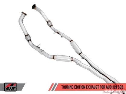 AWE Tuning Audi B9 S5 Sportback Touring Edition Exhaust - Non-Resonated (Black 102mm Tips) - eliteracefab.com