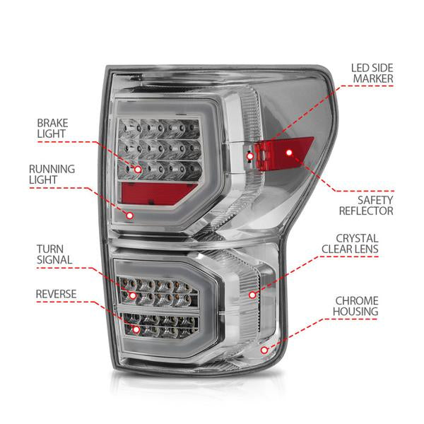 ANZO 2001-2011 Ford Ranger LED Tail Lights w/ Light Bar Chrome Housing Red/Clear Lens - eliteracefab.com