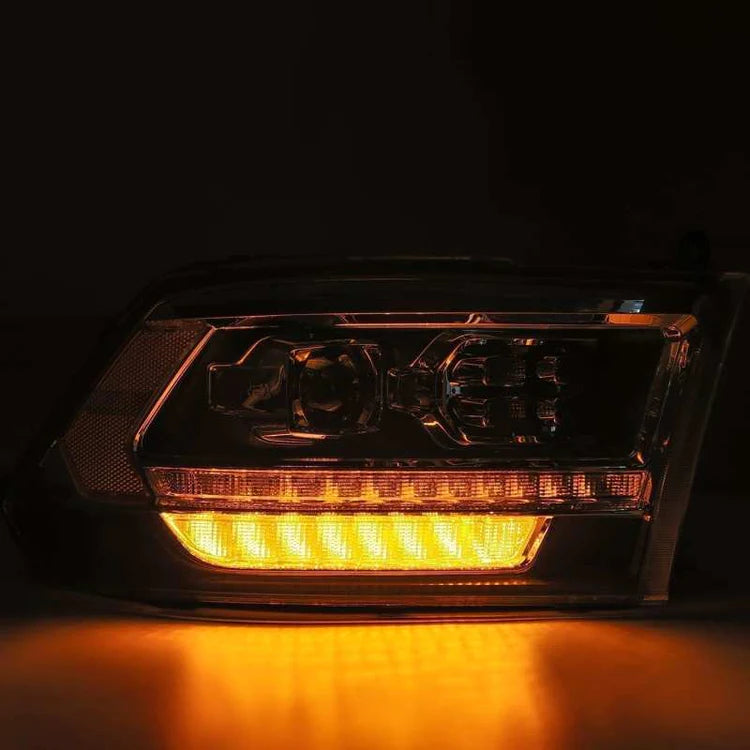 AlphaRex 09-18 Dodge Ram 2500 LUXX LED Proj Headlights Plank Style Black w/Activ Light/DRL - eliteracefab.com