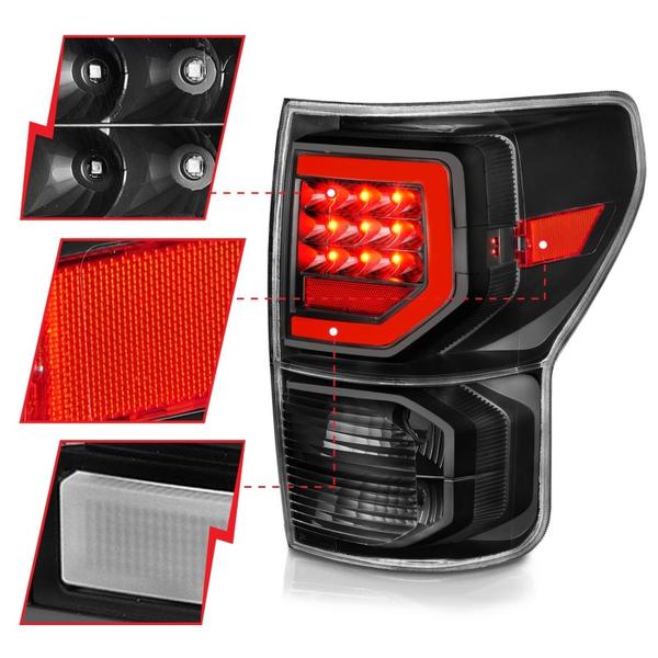 Anzo 07-11 Toyota Tundra Full LED Tailights Black Housing Clear Lens G2 (w/C Light Bars) - eliteracefab.com