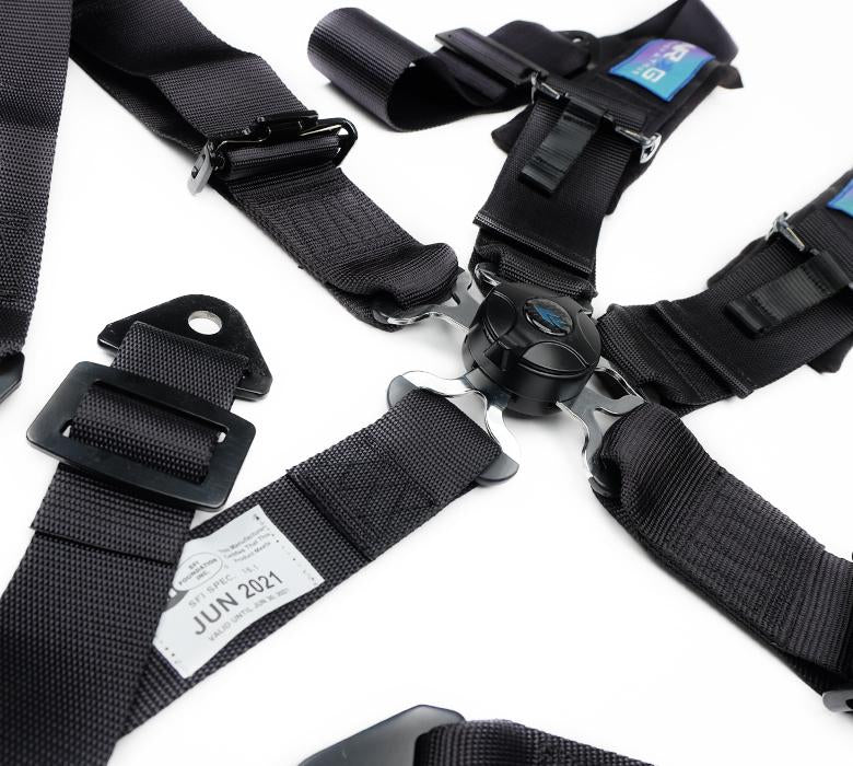 NRG SFI 16.1 5Pt 3 Inch Seat Belt Harness w/Pads Cam Lock Black - eliteracefab.com