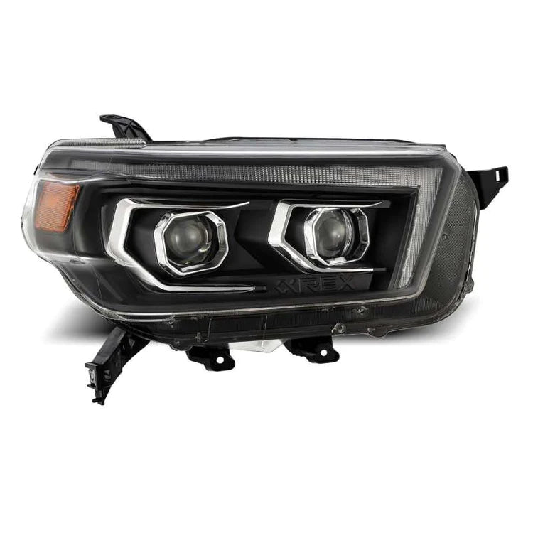 AlphaRex 10-13 Toyota 4Runner LUXX LED Proj Headlights Plank Style Black w/Seq Signal/DRL - eliteracefab.com