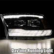 Load image into Gallery viewer, AlphaRex 09-18 Dodge Ram 1500 PRO-Series Projector Headlights Plank Style Alpha Blk w/Seq Signal/DRL - eliteracefab.com