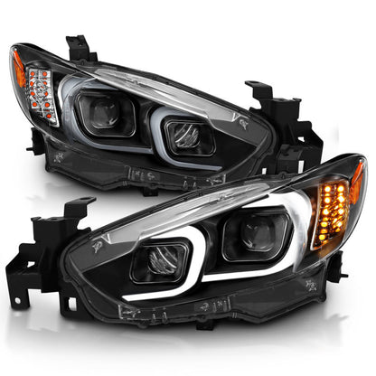 ANZO USA Mazda 6 Projector Headlights W/ Plank Style Design Black; 2014-2015 - eliteracefab.com