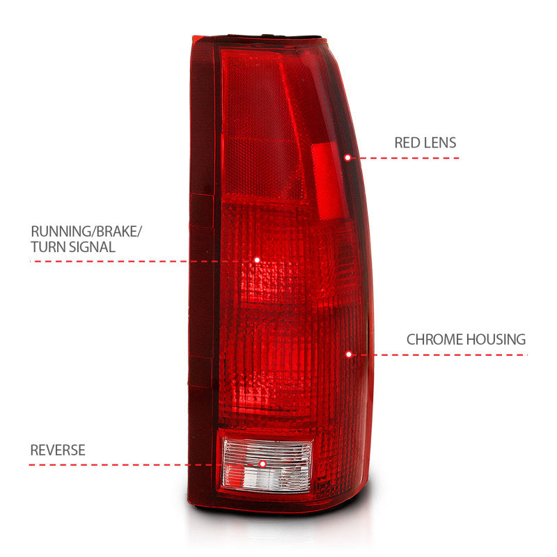 ANZO 1988-1999 Chevy C1500 Taillight Red/Clear Lens (OE Replacement) - eliteracefab.com