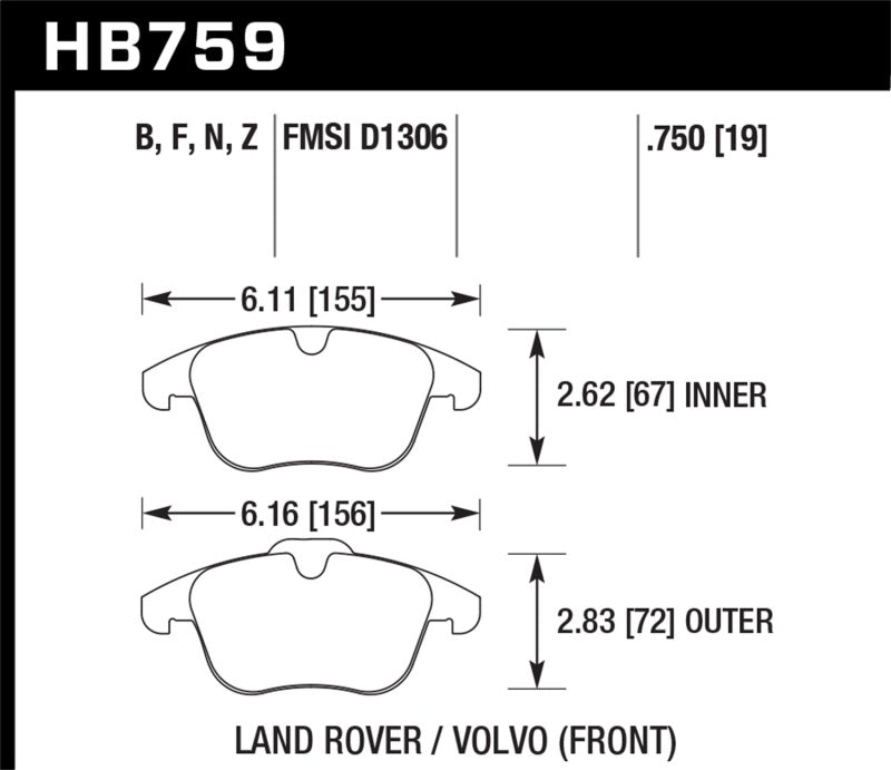 Hawk Performance HPS Front Brake Pads - HB759F.750