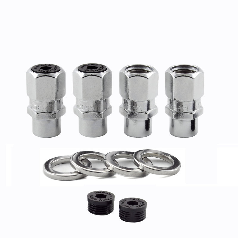 McGard Hex Lug Nut (Drag Racing Short Shank) M12X1.5 / 13/16 Hex / 1.6in. Length (4-Pack) - Chrome.