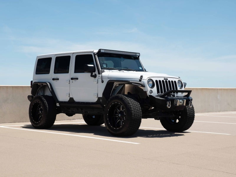 Road Armor 07-18 Jeep Wrangler JK Stealth Front Fender Flare Body Armor w/LED DRL - Tex Blk - eliteracefab.com