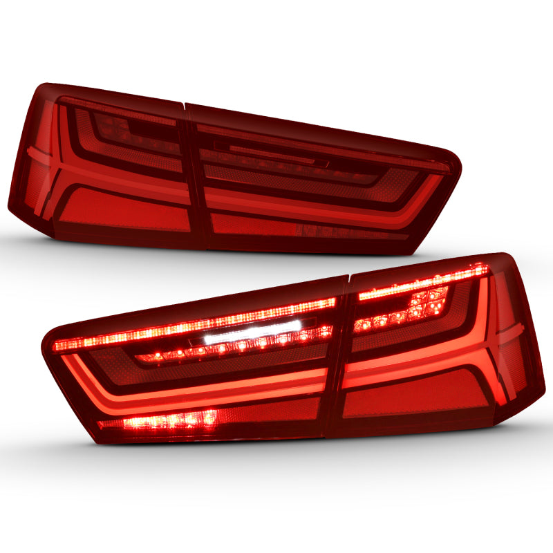 ANZO 2012-2018 Audi A6 LED Taillight Black Housing Red/Clear Lens 4 pcs (Sequential Signal) - eliteracefab.com