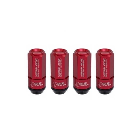 Project Kics Leggdura Racing Shell Type Lug Nut 53mm Closed-End Look 16 Pcs + 4 Locks 12X1.5 Red - eliteracefab.com