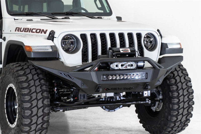 Addictive Desert Designs 2020 Jeep Gladiator JT Stealth Fighter Front Bump w/ Top Hoop & Winch Mount - eliteracefab.com