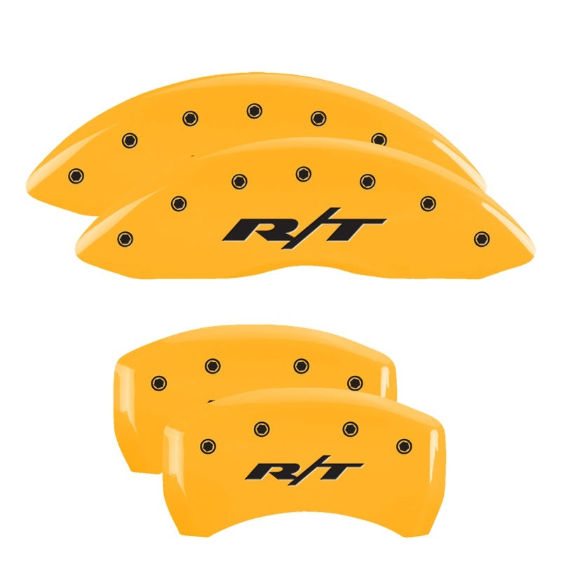 MGP 4 Caliper Covers Engraved Front & Rear RT1-Truck Yellow Finish Black Char 2006 Dodge Charger MGP