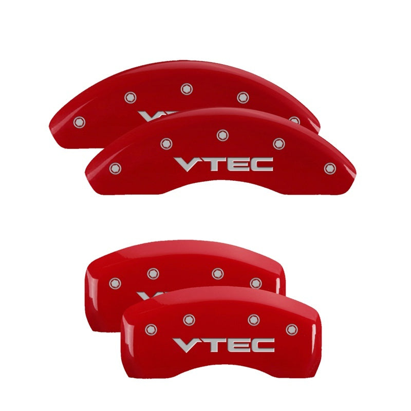 MGP 4 Caliper Covers Engraved Front & Rear MGP Red finish silver ch - eliteracefab.com