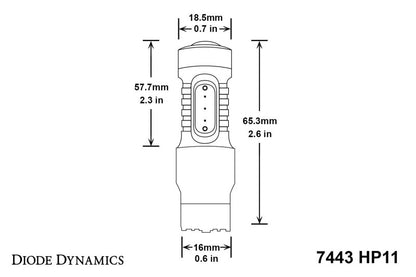 Diode Dynamics 7443 LED Bulb HP11 LED - Red (Single) Diode Dynamics