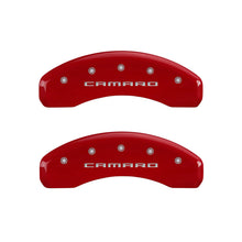 Load image into Gallery viewer, MGP 4 Caliper Covers Engraved Front &amp; Rear Gen 5/Camaro Red finish silver ch - eliteracefab.com