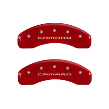 Load image into Gallery viewer, MGP 4 Caliper Covers Engraved Front &amp; Rear Gen 5/Camaro Red finish silver ch MGP