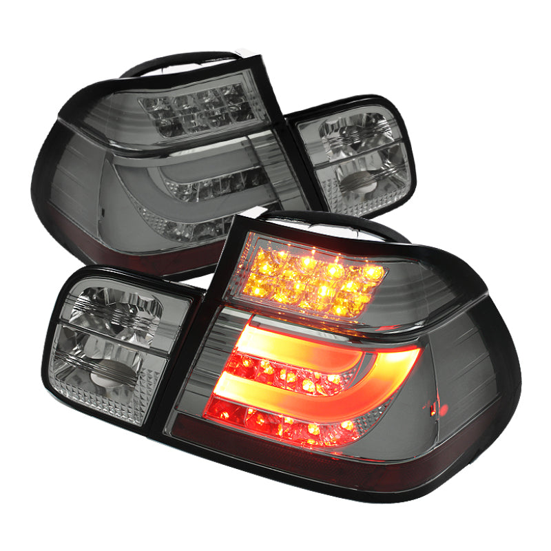 Spyder BMW E46 3-Series 99-01 4Dr Light Bar Style LED Tail Lights Smoke ALT-YD-BE4699-4D-LBLED-SM