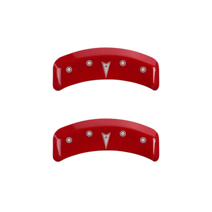 MGP 4 Caliper Covers Engraved Front Pontiac Engraved Rear Arrow Red finish silver ch MGP