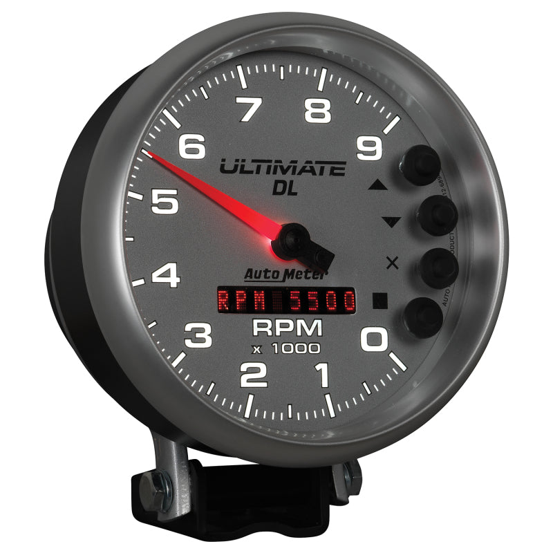 AutoMeter Gauge Tach 5in. 9K RPM Pedestal Datalogging Ultimate Dl Playback Silver 6894