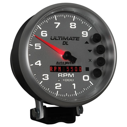 AutoMeter Gauge Tach 5in. 9K RPM Pedestal Datalogging Ultimate Dl Playback Silver 6894