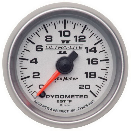 Autometer Ultra-Lite II 52mm 0-2000 Deg F Full Sweep Electric Pyrometer (EGT) Gauge 4945
